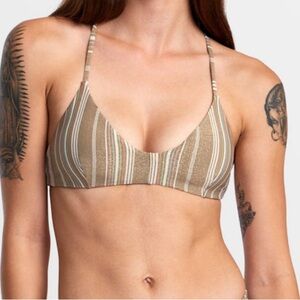 NWT RVCA PINS LUREX CROSSBACK BIKINI TOP M / 10